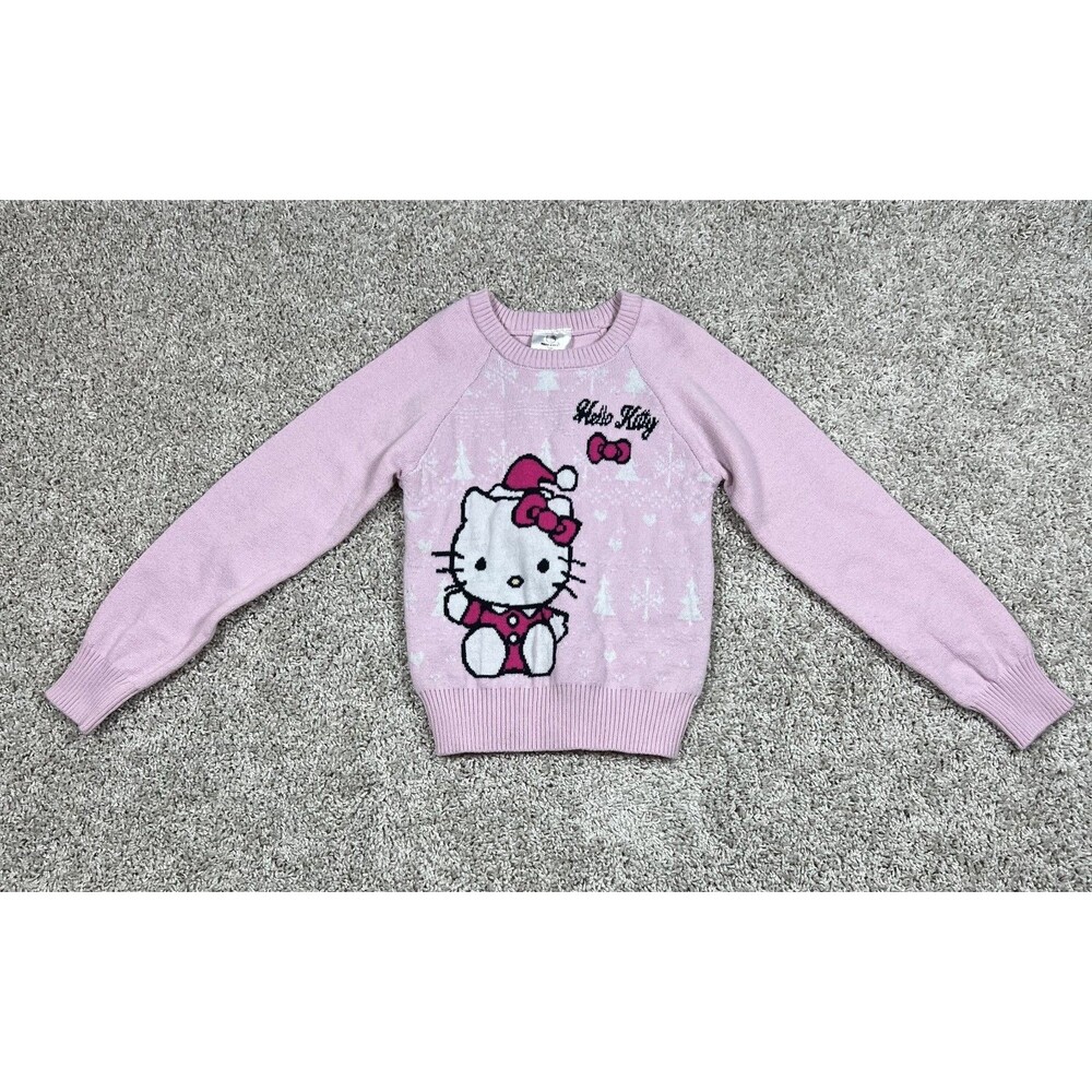 NWT Hello Kitty Christmas Sweater Girls XXS 4/5 Pink Holiday Knit Sanrio